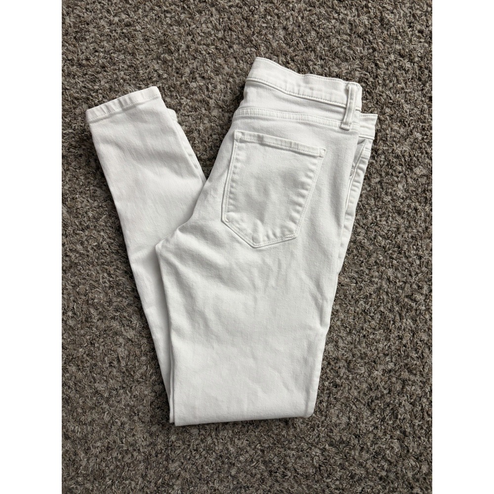 Banana Republic Mid Rise Skinny Jeans White Denim Size 28 Long